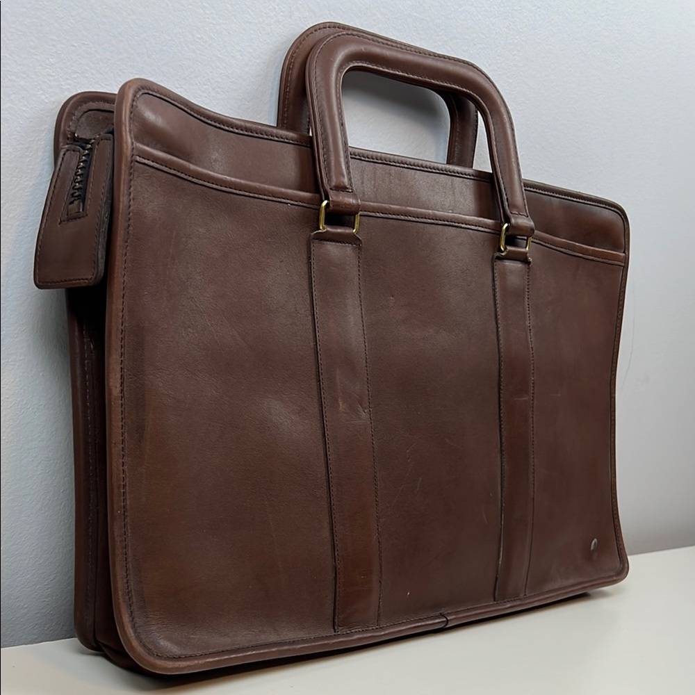 Vintage Coach USA Mahogany Leather Top Handle Office Work Briefcase Bag - Picture 6 of 16